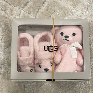 UGG Pink Kids Slippers with Teddy Bear